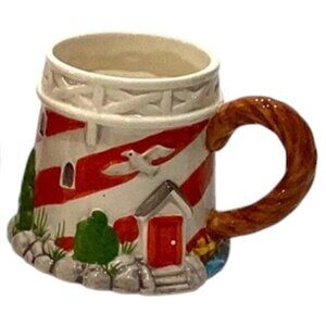 Vintage‎ 2005 Beachcombers Hand Painted Lighthouse Mugs Set of 2